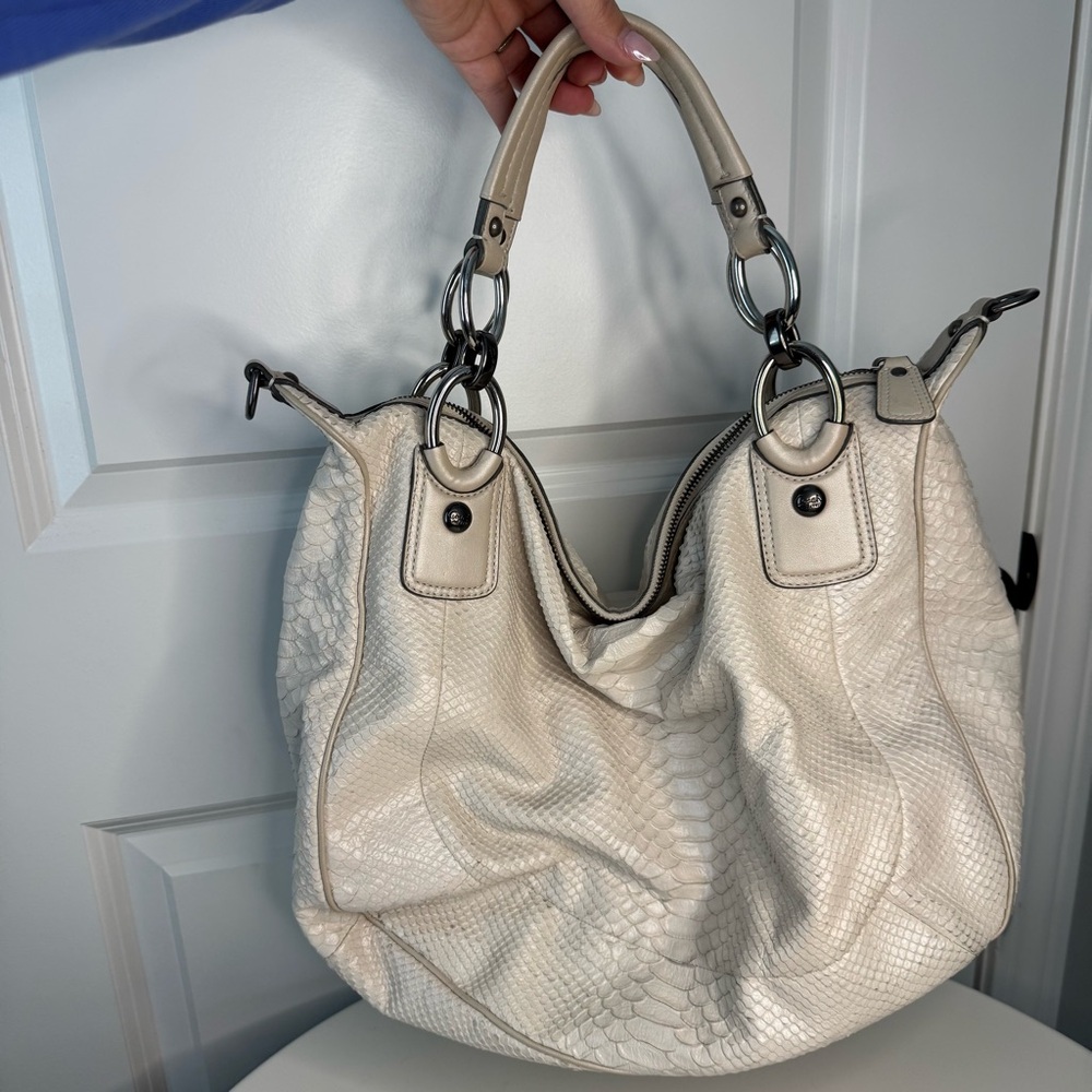 Coach Python Embossed Leather Hobo Shoulder Bag C… - image 2